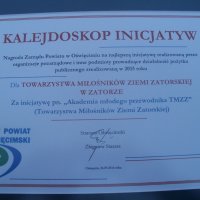 Towarzystwo Miłośników Ziemi Zatorskiej laureatem tegorocznego konkursu „Kalejdoskop Inicjatyw” .